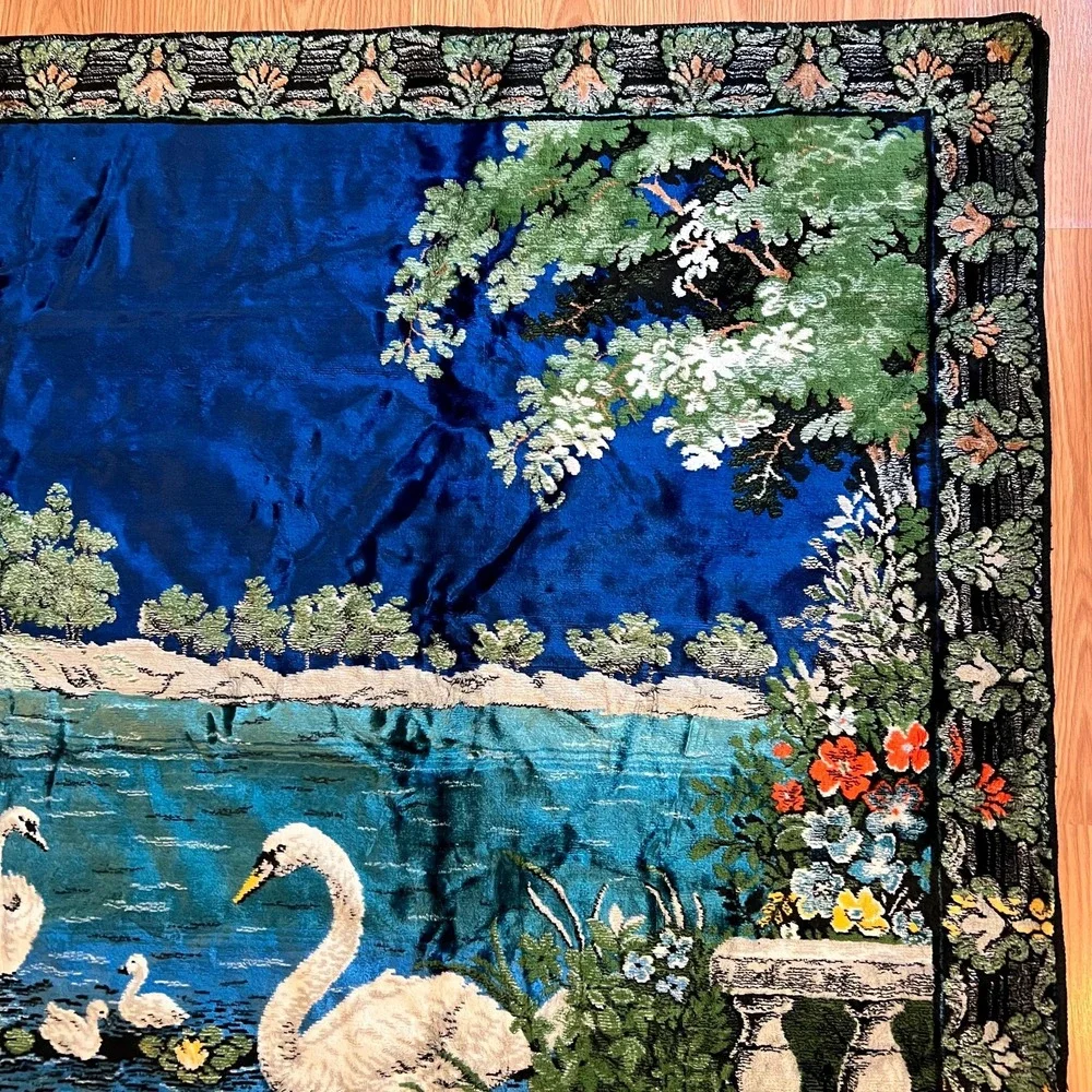 Vintage Swan Lake Large Wall Tapestry | Made In Italy | 74